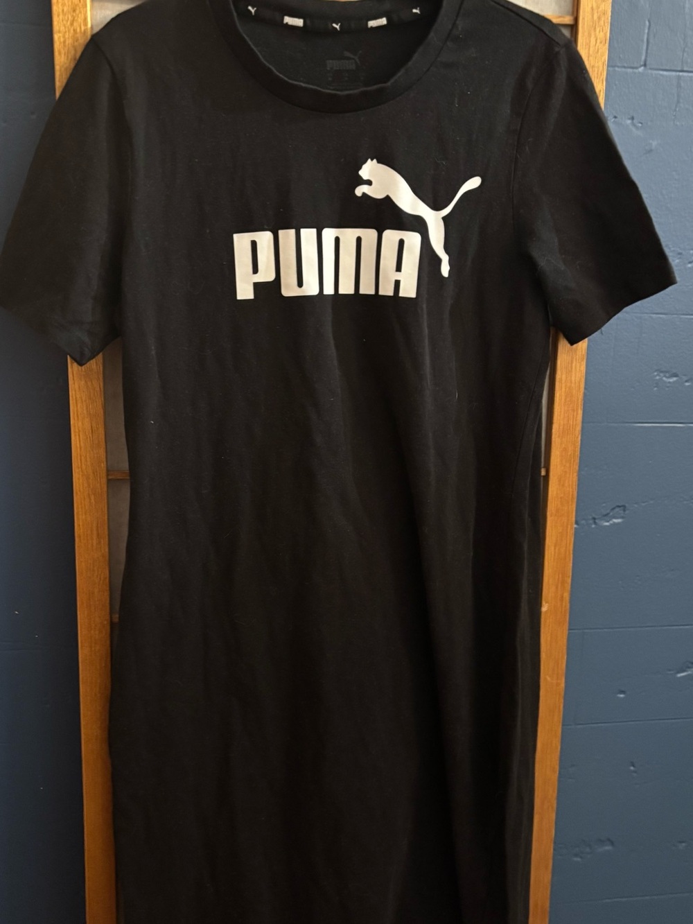 PUMA Black Logo Crewneck T-Shirt Dress Women Medium